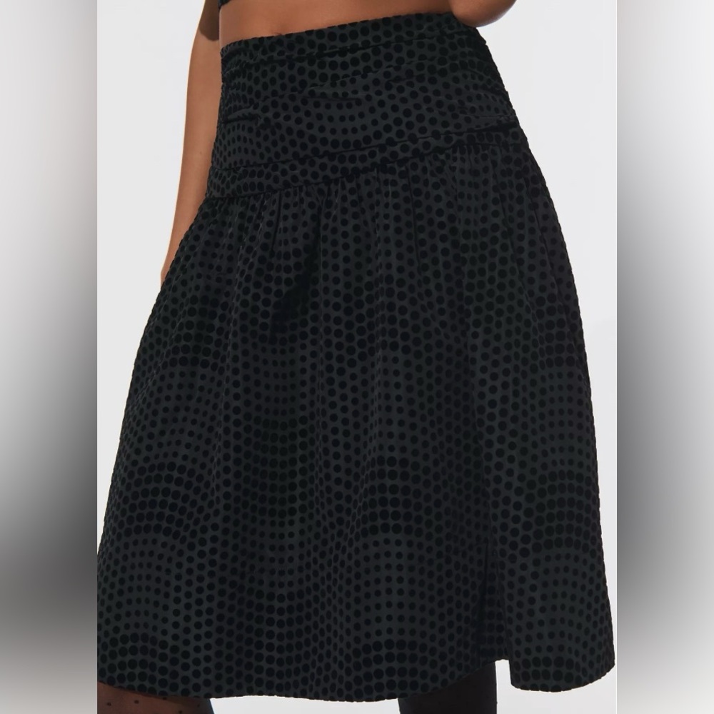 Maeve by Anthropologie Taffeta Dot Midi Skirt